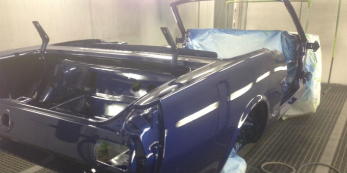 Tony’s 1965 Ford Mustang being painted