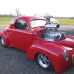 41 Willys restoration with custom red pain job - Passenger Side