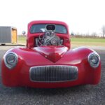 41 Willys restoration with custom red pain job - Front