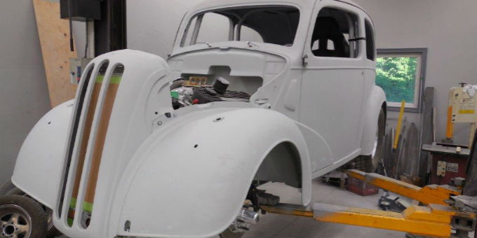 The 1948 Ford Anglia exterior is almost finished