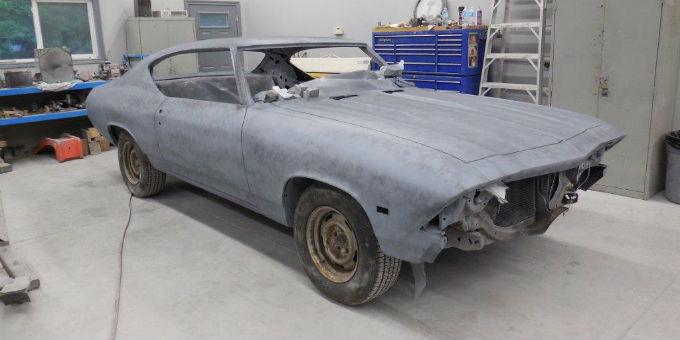 Dan’s 1968 Pontiac Beaumont is finished the primer stage