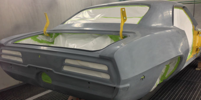 1969 Firebird in the paint booth